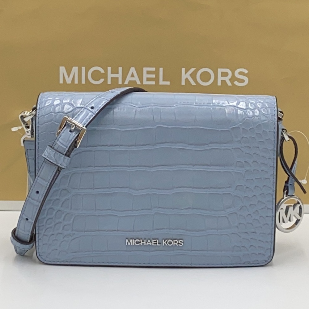 MICHAEL KORS MERCER SMALL CLUTCH XBODY PALE BLUE NWT - Picture 3 of 16